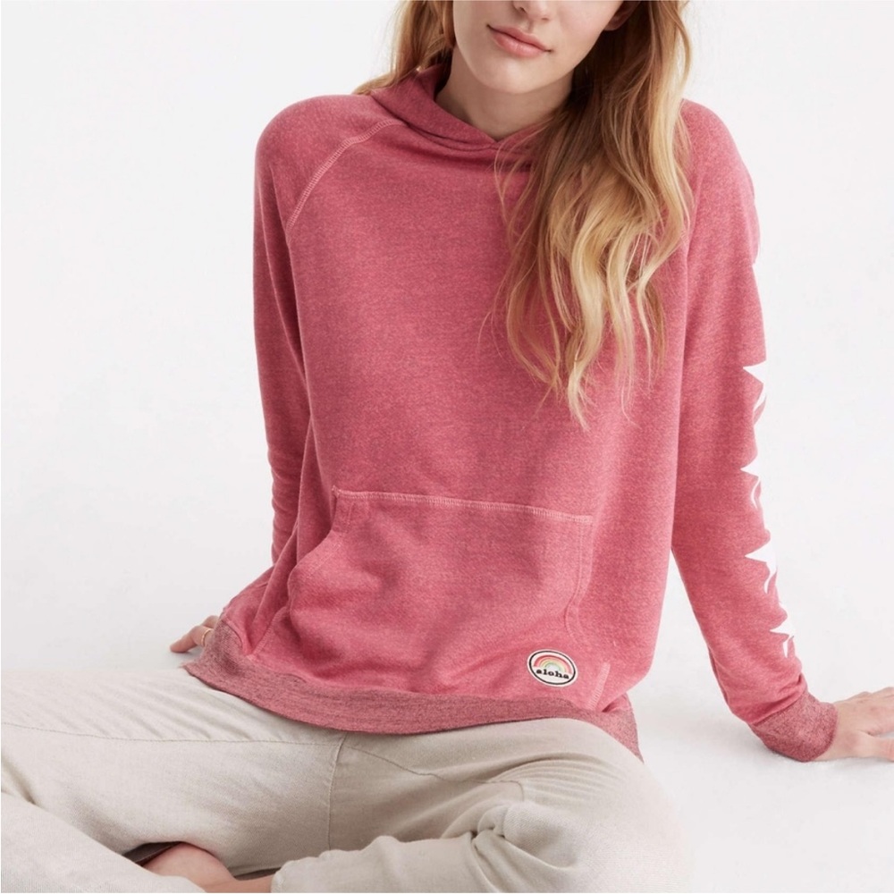 Sundry Stars Aloha Patch Pink Hoodie Sweatshirt Women’s Small